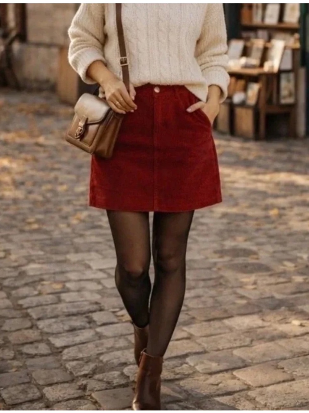 Old Navy Corduroy Mini Skirt in Rust Red